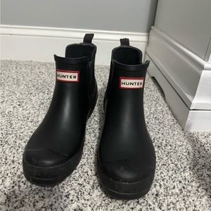 Black rubber Hunter boots size 8